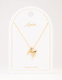 Gold Plated Bubble Letter M Necklace - link has visual effect only