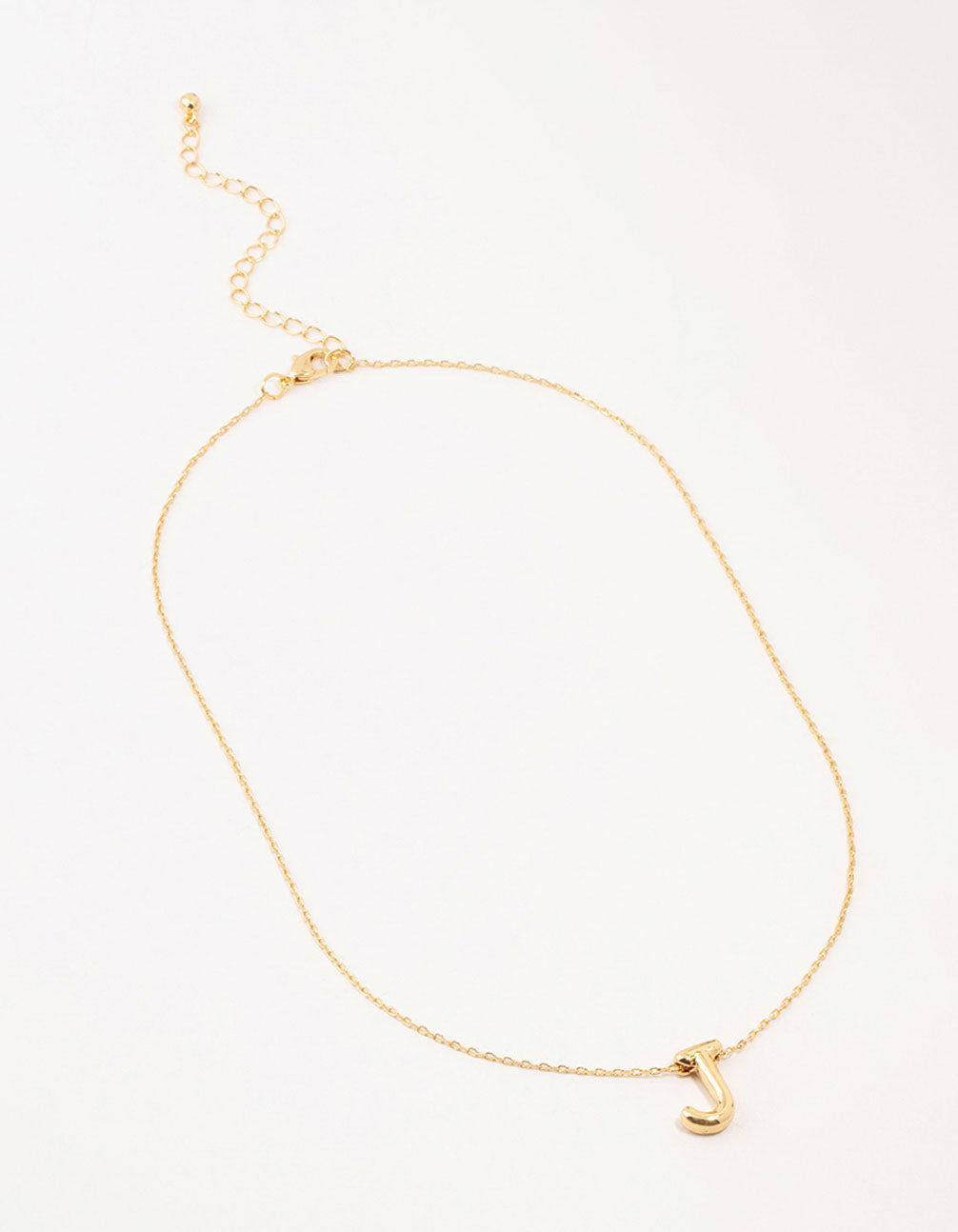 Gold Plated Bubble Letter J Necklace