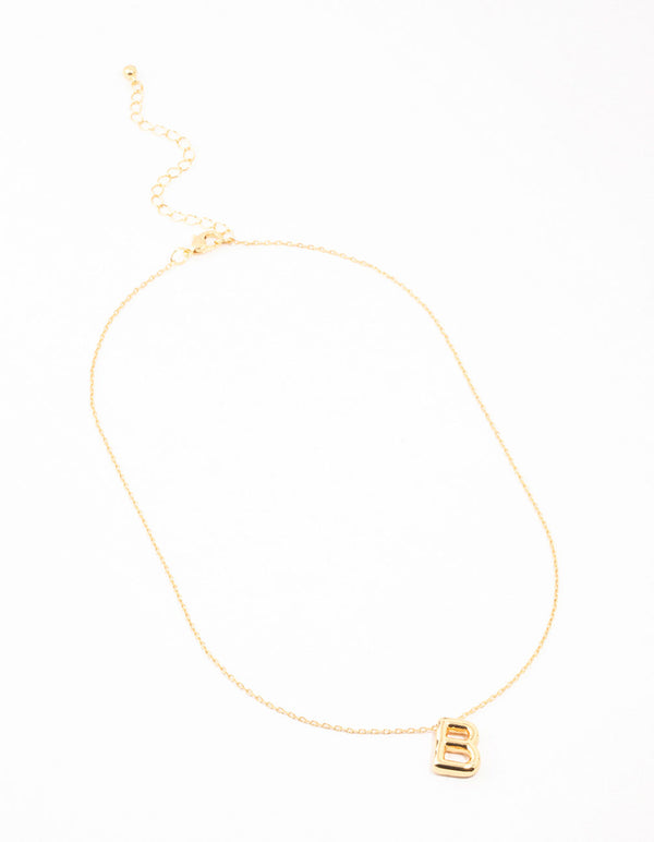 Gold Plated Bubble Letter B Necklace