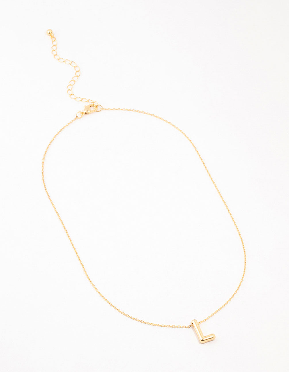 Gold Plated Bubble Letter L Necklace
