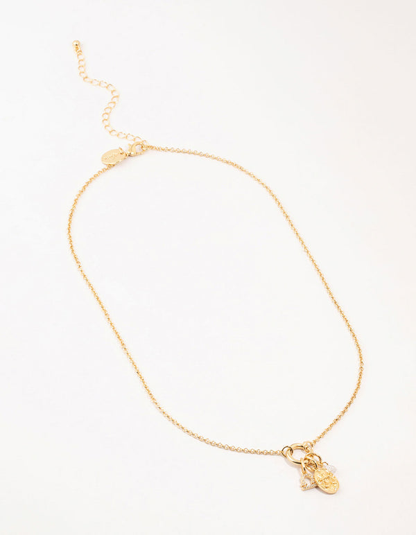 Gold Plated Libra Charm Necklace