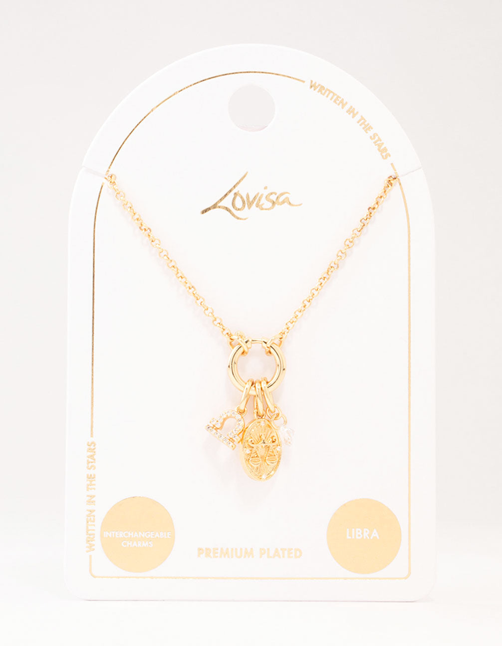 Gold Plated Libra Charm Necklace