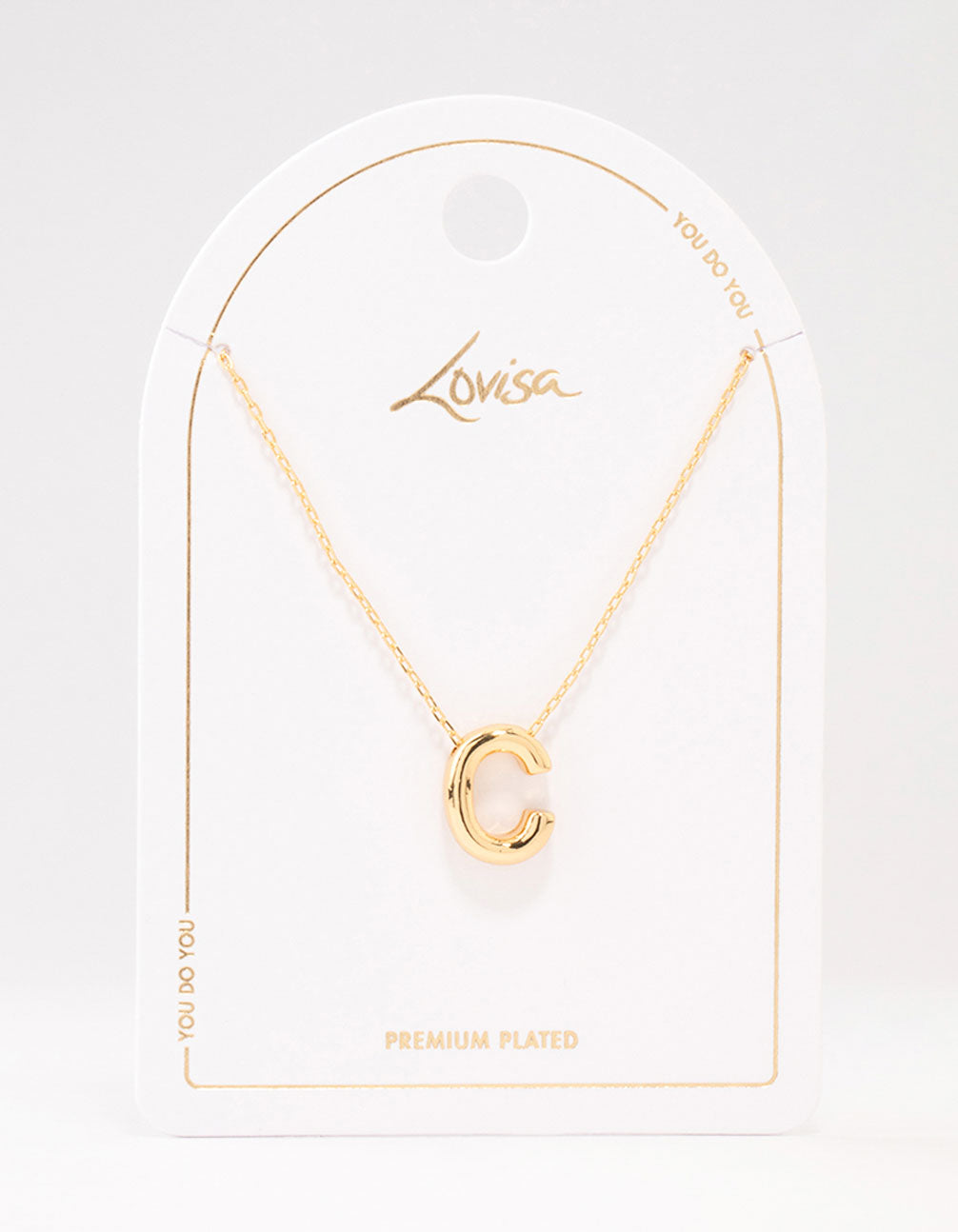Gold Plated Bubble Letter C Necklace