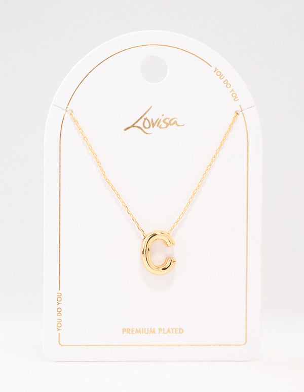 Gold Plated Bubble Letter C Necklace