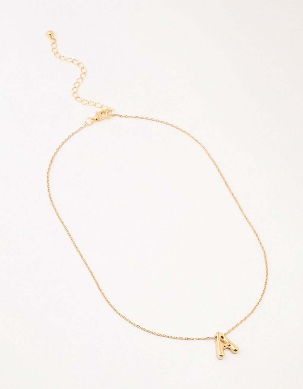Gold Plated Bubble Letter A Necklace