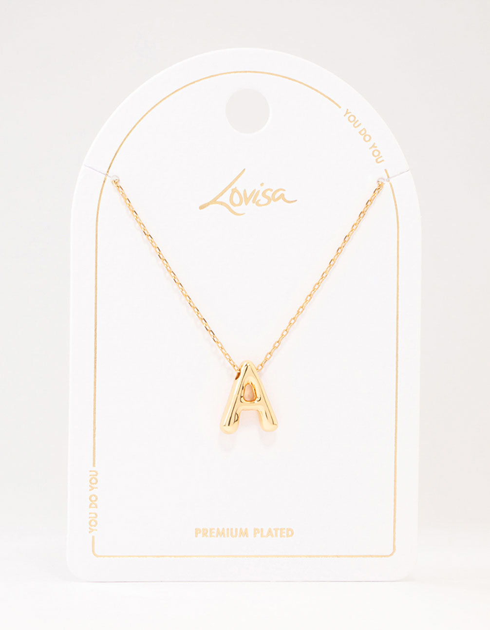 Gold Plated Bubble Letter A Necklace
