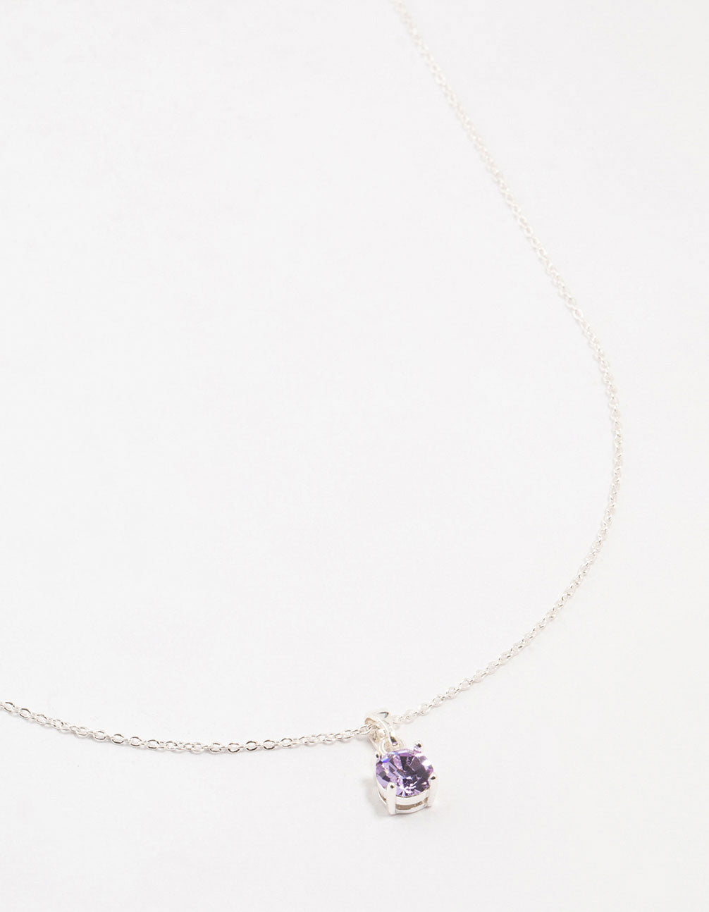 Silver Purple Solitaire Czech Bohemia Crystal Necklace