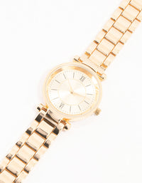 Gold Round Roman Numeral Watch - link has visual effect only