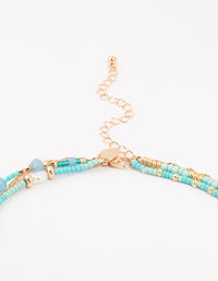 Blue Beaded, Gold & Pearl Layered Choker - link has visual effect only