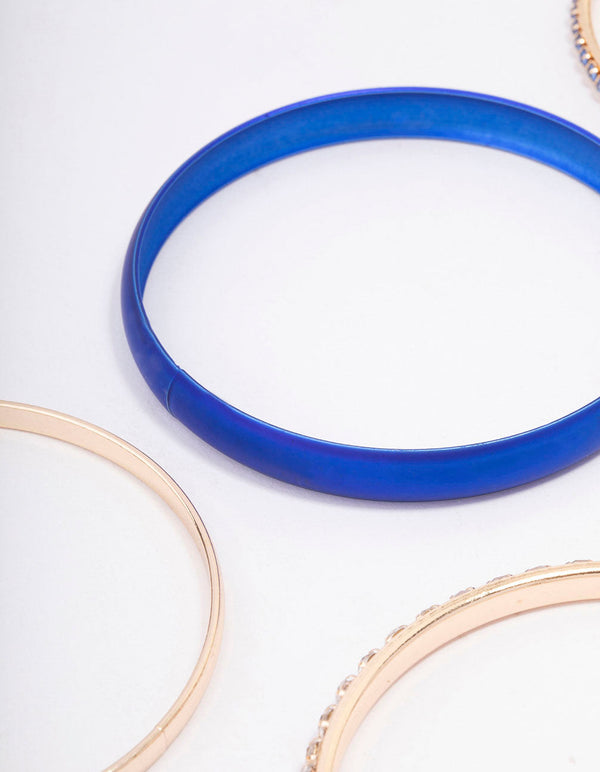 Gold Pearlised & Diamante Bangles 5-Pack