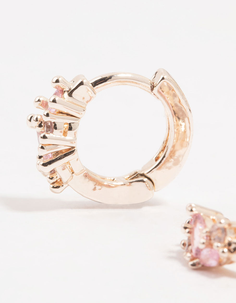 Rose Gold Plated Baguette & Mixed Cluster Hoop Earrings