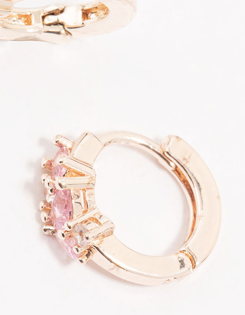 Rose Gold Plated Baguette & Mixed Cluster Hoop Earrings