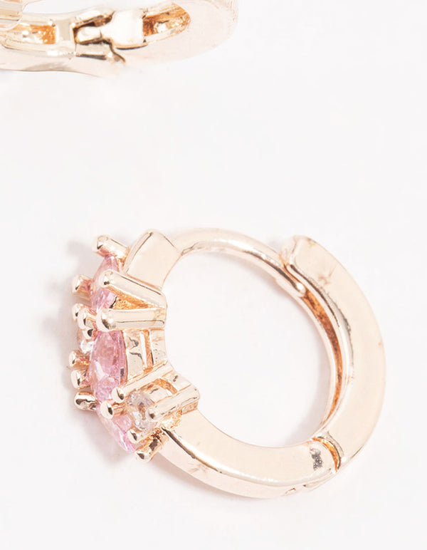 Rose Gold Plated Baguette & Mixed Cluster Hoop Earrings