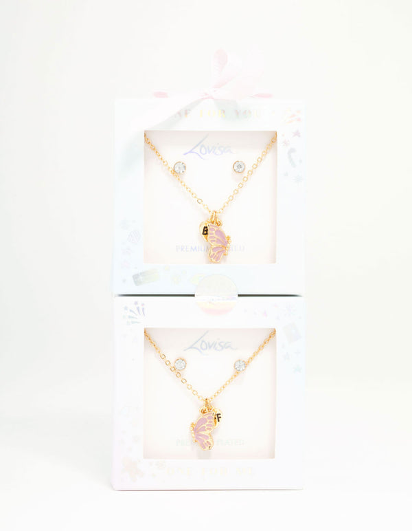 Kids Gold Butterfly  Jewellery Set