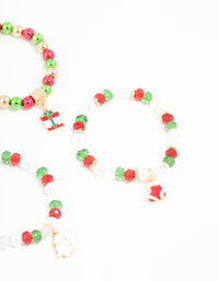 Kids Beaded Jingle Bells Stretched Charm Bracelets 4-Pack - link has visual effect only