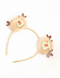 Kids Fabric Reindeer Pom Pom Headband - link has visual effect only