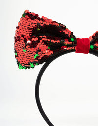 Festive Fabric Sequin Bow Headband - link has visual effect only
