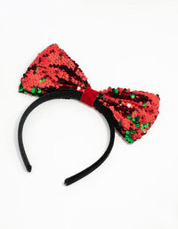Festive Fabric Sequin Bow Headband - link has visual effect only