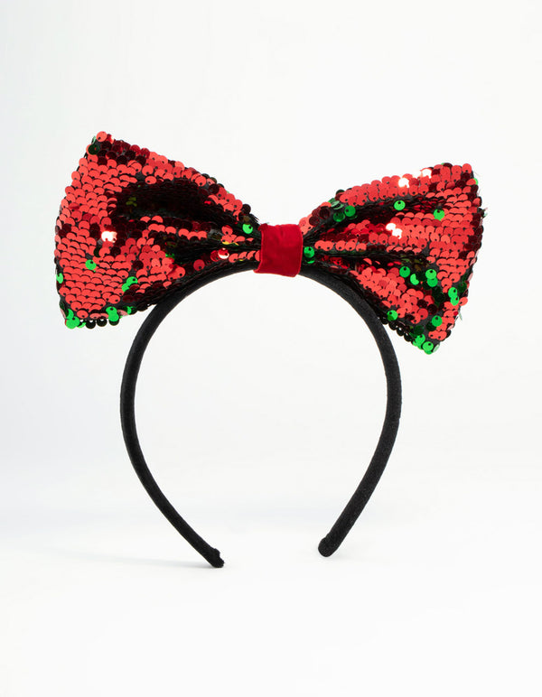 Festive Fabric Sequin Bow Headband