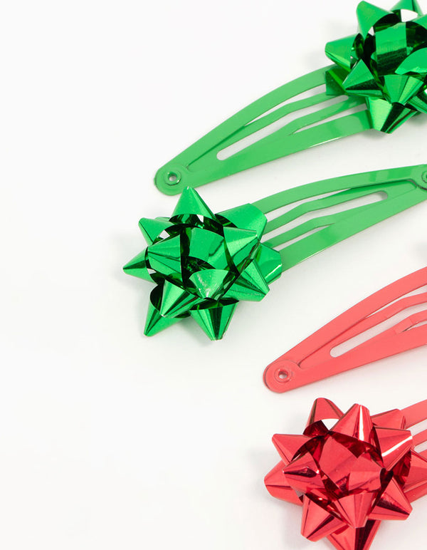 Kids Present Bow Snap Clips 6-Pack