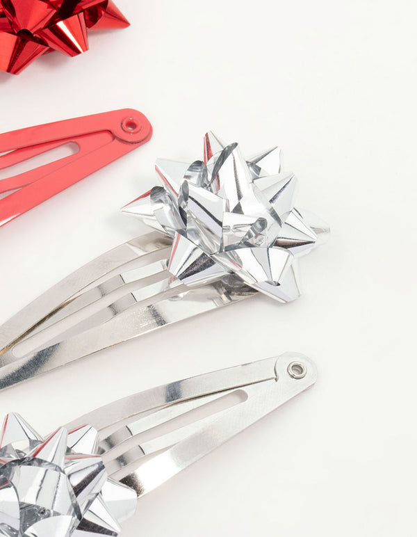 Kids Present Bow Snap Clips 6-Pack