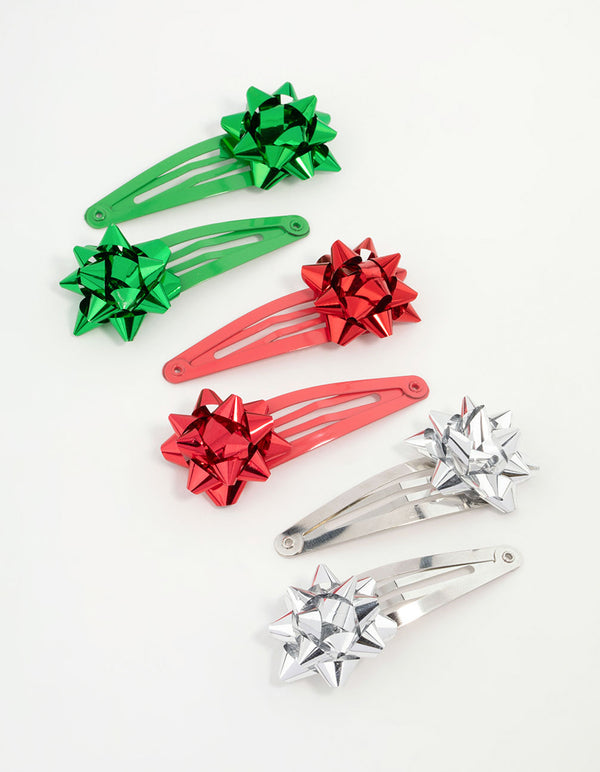 Kids Present Bow Snap Clips 6-Pack