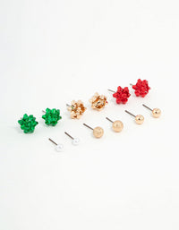 Kids Present Bow & Sleek Gold Stud Earrings 6-Pack - link has visual effect only