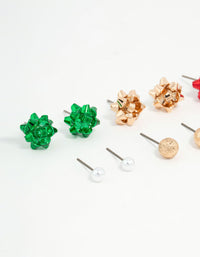 Kids Present Bow & Sleek Gold Stud Earrings 6-Pack - link has visual effect only