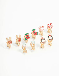 Kids Gold Festive Stacking Clip Earrings 5-Pack - link has visual effect only