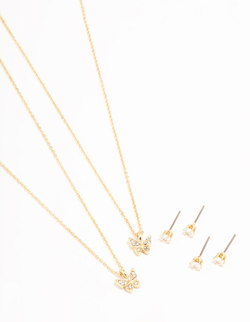 Kids Diamante Butterfly  Jewellery Set