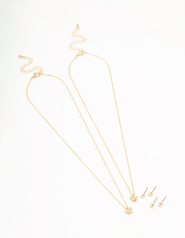 Kids Diamante Butterfly  Jewellery Set