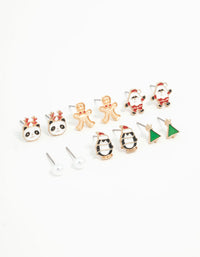 Kids Panda & Penguin Stud Earrings 6-Pack - link has visual effect only