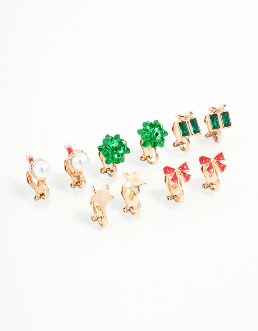 Kids Bow & Star Clip On Earrings 5-Pack