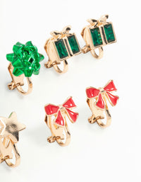 Kids Bow & Star Clip On Earrings 5-Pack - link has visual effect only