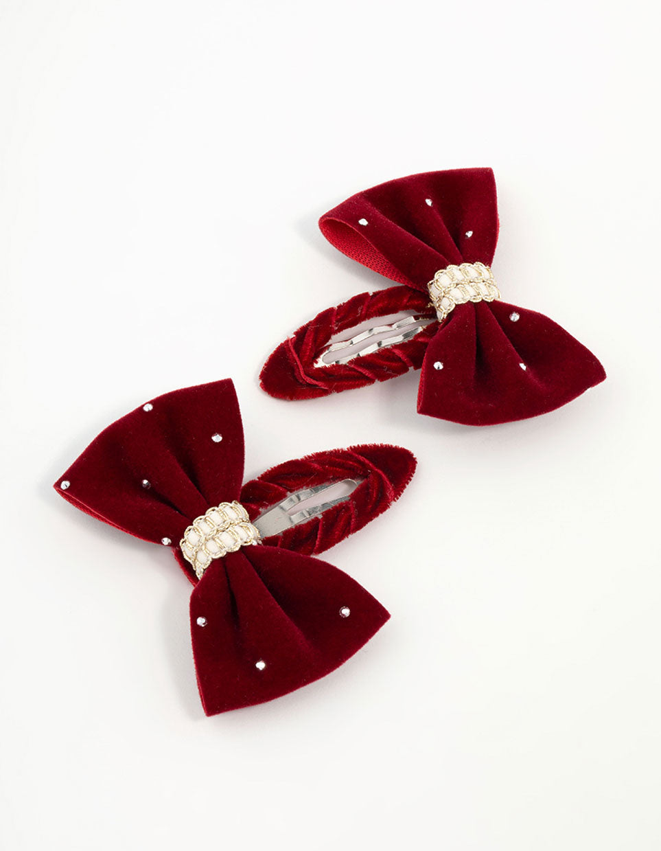 Kids Burgundy Fabric Bow Clips 2-Pack