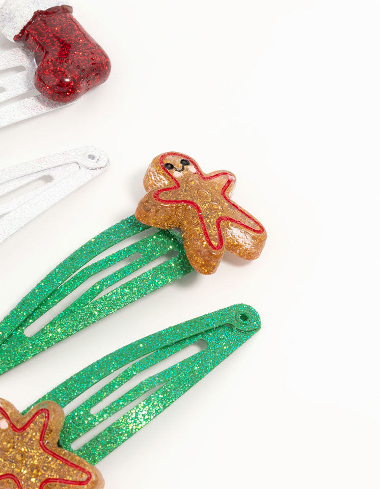 Kids Unicorn & Gingerbread Man Snap Clips 6-Pack