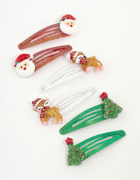 Kids Santa & Reindeer Glitter Snap Clips 6-Pack - link has visual effect only