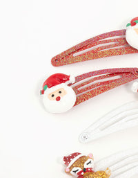 Kids Santa & Reindeer Glitter Snap Clips 6-Pack - link has visual effect only