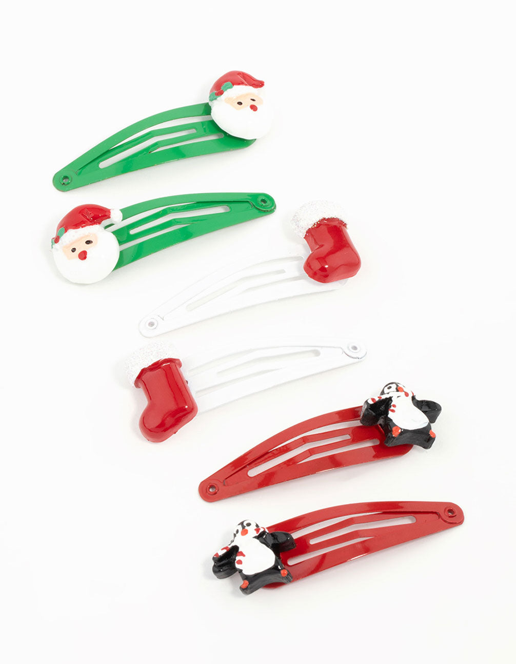 Kids Santa & Penguin Snap Clips 6-Pack