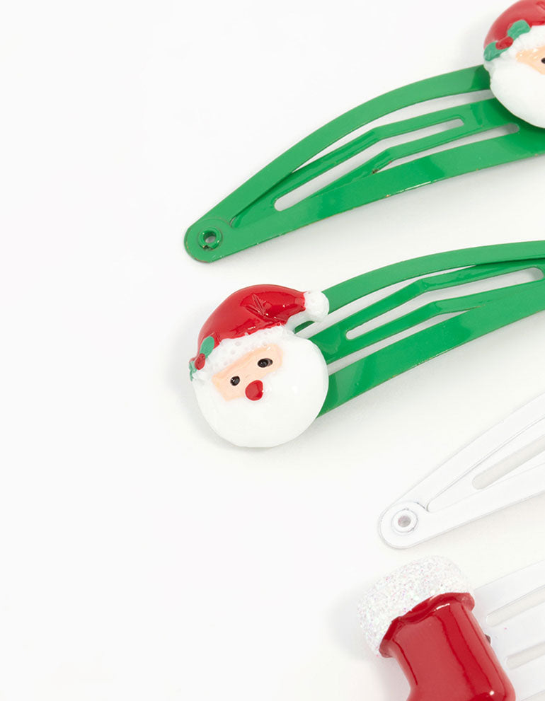 Kids Santa & Penguin Snap Clips 6-Pack