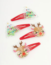 Kids Christmas Tree & Reindeer Drop Snap Clips 4-Pack - link has visual effect only