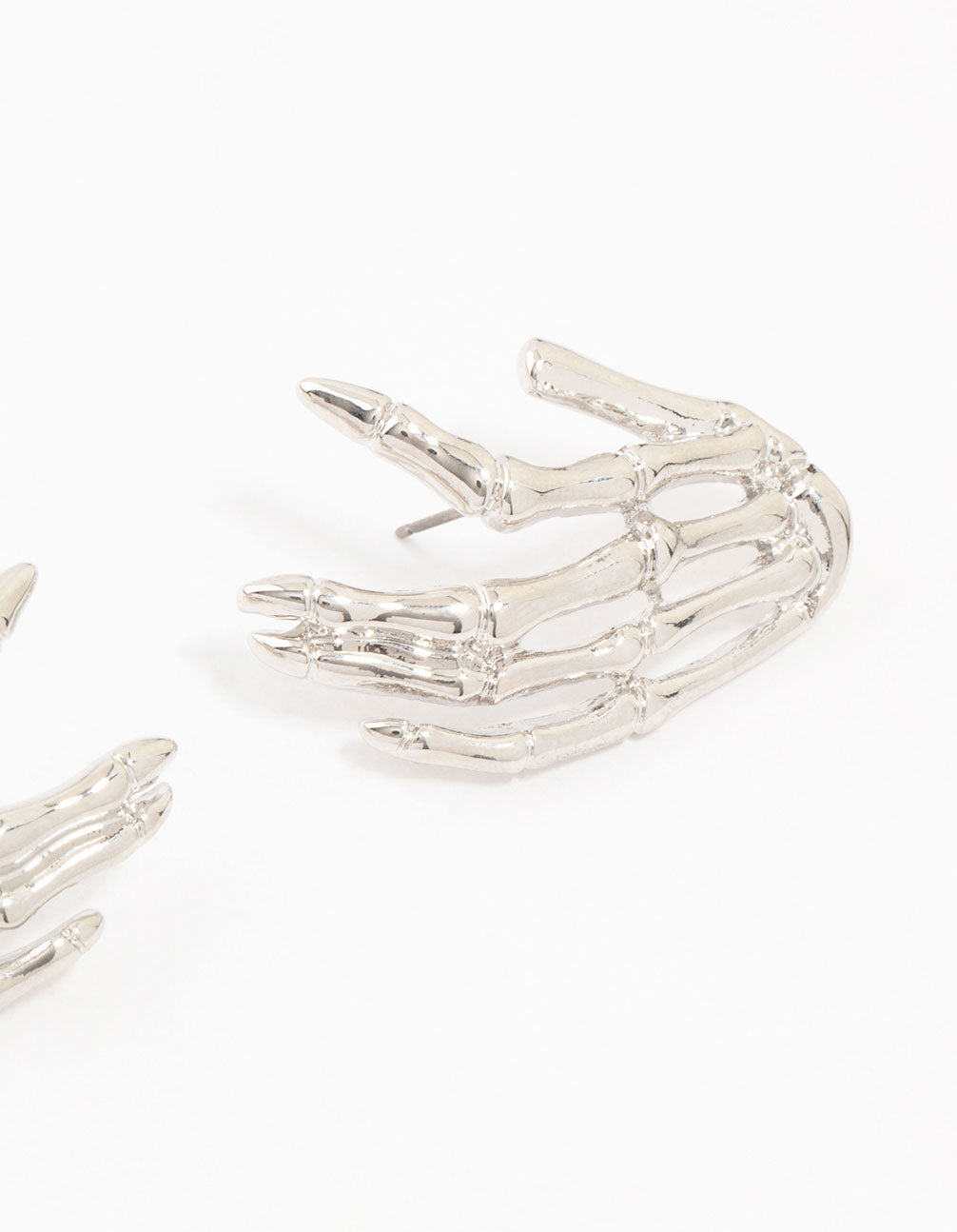 Silver Skeleton Hand Stud Earrings
