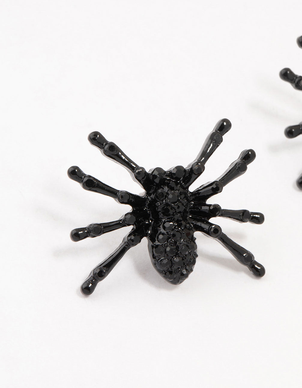 Black Coated Statement Spider Stud Earrings