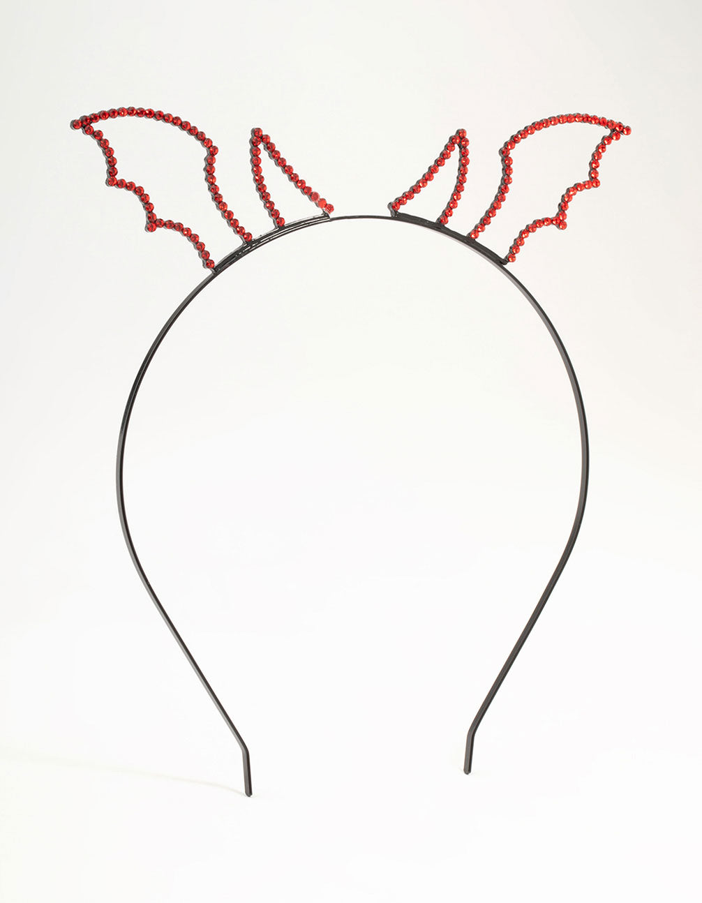 Red Diamante Devil Horn Black  Headband