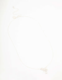 Silver Plated Bow & Pear Shaped Cubic Zirconia Drop Necklace - link has visual effect only