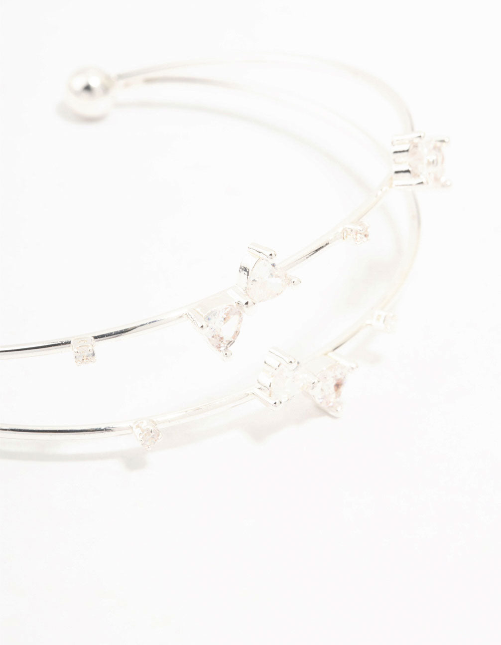 Silver Plated Mini Cubic Zirconia Bows Wrist Cuff