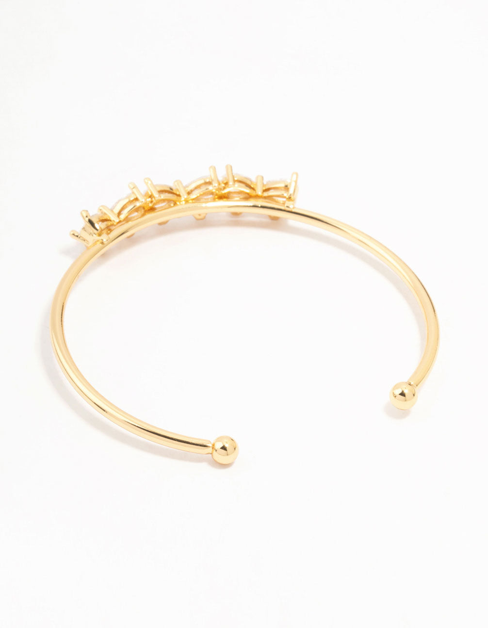 Real Gold Plated Trio Cubic Zirconia Bow Wrist Cuff