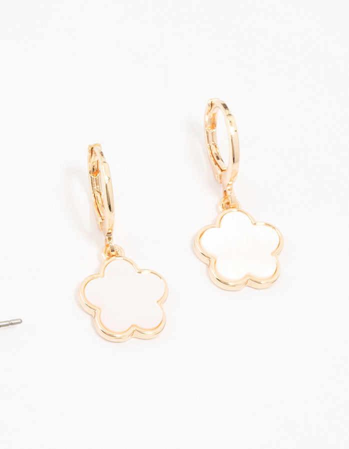 Gold Pearl & Flower Earrings 4-Pack