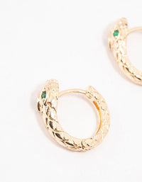 Gold & Green Cubic Zirconia Serpent Huggie Earrings - link has visual effect only