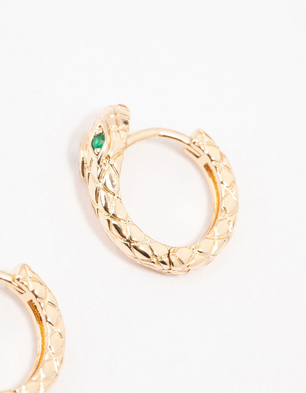 Gold & Green Cubic Zirconia Serpent Huggie Earrings
